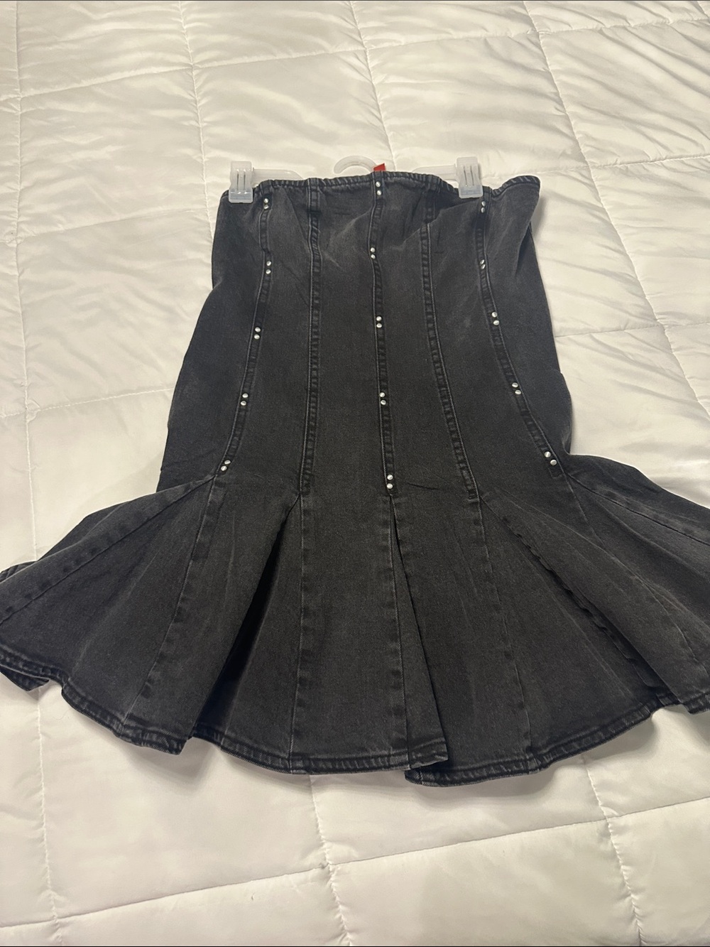wild fable Black Denim High-Rise Pencil Skirt with Stitch Detail